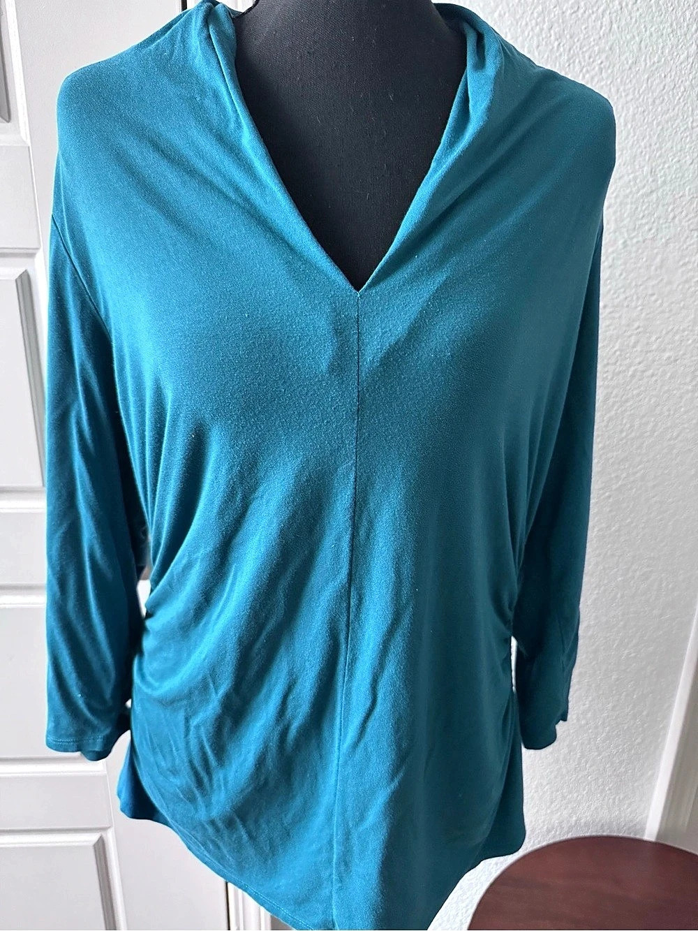 Vince Camuto Ruched V-Neck Tunic in Blue Size XL Like New